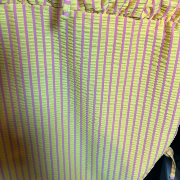 Yellow and Pink One Piece Swimsuu with Adjustable Straps and Sweetheart Neckline - Picture 3 of 4